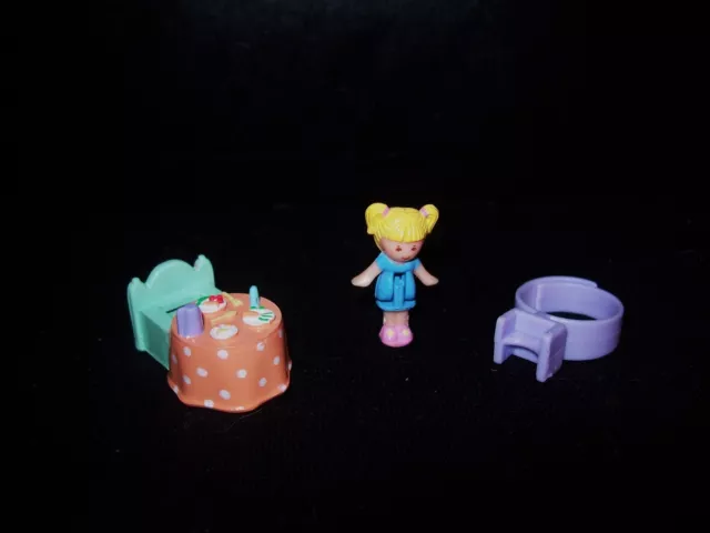 EUC 100% Comp. (RARE Peach Vari) Polly Pocket Tiny Tina's Dinner Time Ring 89