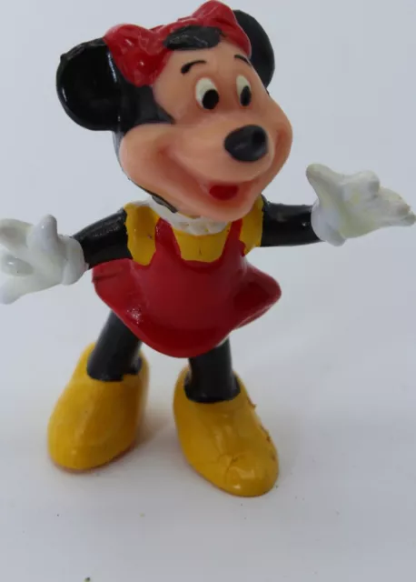 VTG Walt Disney Production Minnie Mouse & Sorcerer Mickey Mouse 2" Figures Lot 3 2
