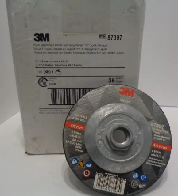Silver Grinding Wheel 87397 T27 QuickChange 4.5x1/4x5/8-11in-10EA