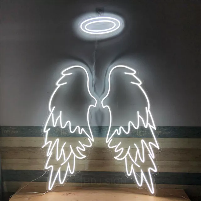 Free Custom Color Angel Wings Neon Signs Wedding Night Light Bar Home Wall Decor