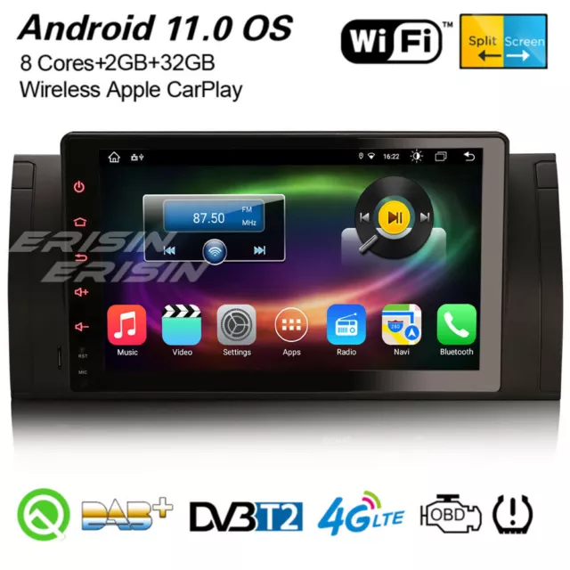 8-Core Android 11 Autoradio BMW X5 E53 5er E39 M5 DAB+ Navi 32Go CarPlay TPMS 4G