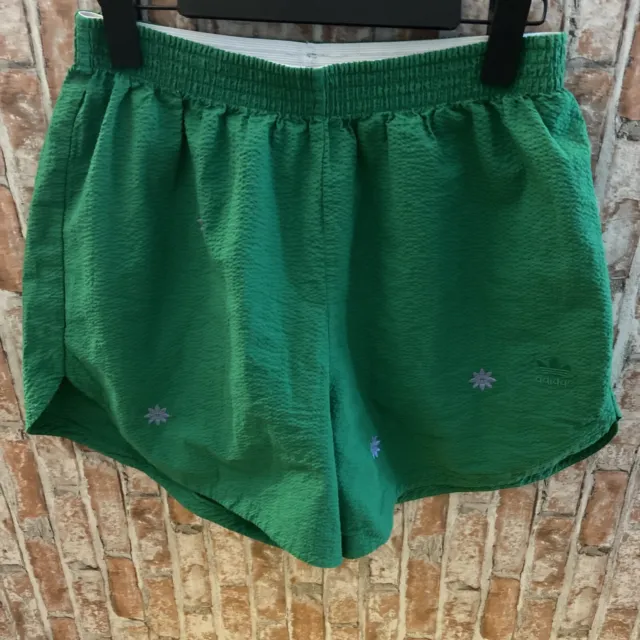 Adidas Originals Women’s Green Seersucker Baggy Shorts Size Large