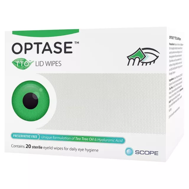 Optase TTO (Tea Tree Oil) Eye Lid Wipes - Preservative Free (x20) - Blepharitis