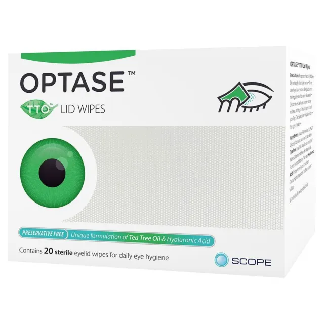 Optase TTO (Teebaumöl) Augenlidertücher - konservierungsmittelfrei (x20) - Blepharitis