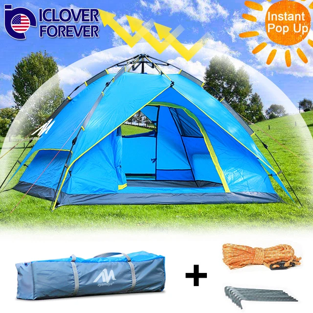 4 Person Camping Tent Instant Pop Up Dome Waterproof Double Layer Sun Canopy Big