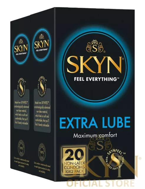 SKYN Extra Lubrifie Preservatifs Sans Latex Lot de 20, 2 x 10 Paquet