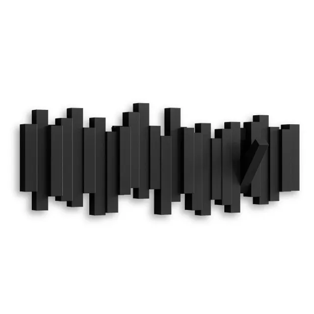 UMBRA STICKS Multi HOOK Black platzsparende Garderobenleiste 5Haken Hakenleiste 2
