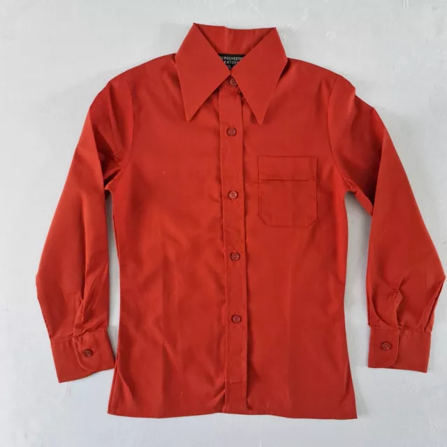 Camicia vintage anni '70 ragazza | 7-8 anni | ruggine policotone deadstock mod discoteca KA01