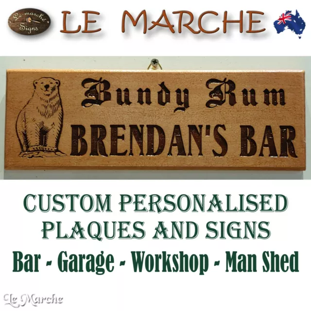 Bundy Bundaberg Rum CUSTOM Carved Laser Engraved Wooden Sign Plaque Personalised