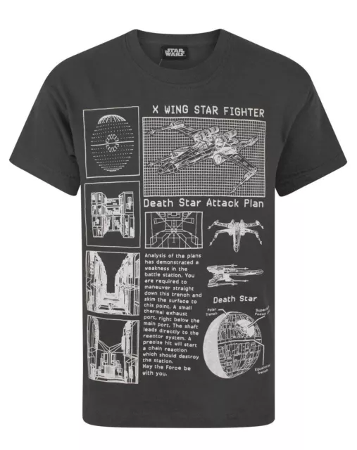 T-shirt di Star Wars Morte Nera Attacco Piano Carbone Boy