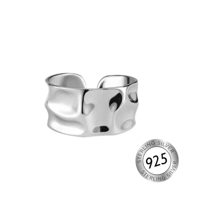 Damen Ring Asymmetrisch 11mm breit 925 Sterling Silber Einheitsgröße Schmuck D06