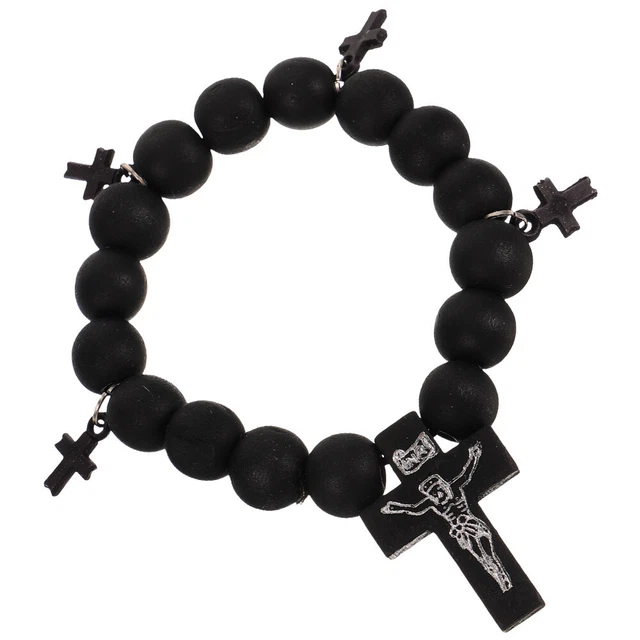 Beaded Bracelet Cross Bracelet Women Men Bracelet Stretch Elastic Bead Bracelet