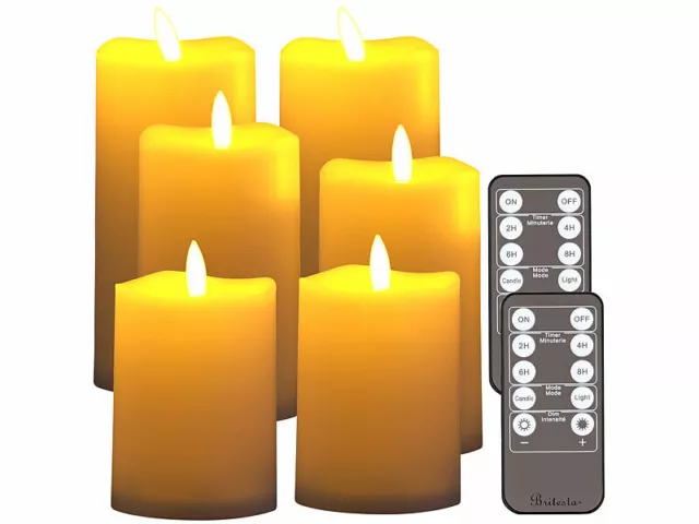 6 bougies LED blanc chaud télécommandées avec luminosité variable et minuterie