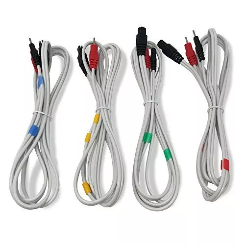 Compex Compatible Replacement Lead Wires, 4 Pack, 2mm pin connectors