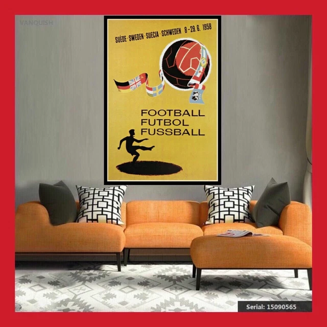 Affiche Rétro Coupe Du Monde 1966 – Angleterre, Toile, Poster Foot Vintage