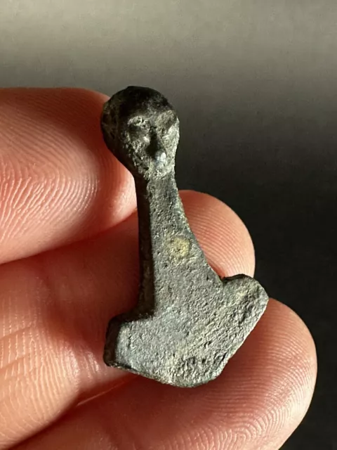 Ancient Viking Norse Bronze Thors Hammer Amulet With Face Of Odin Ca 800-900 Ad