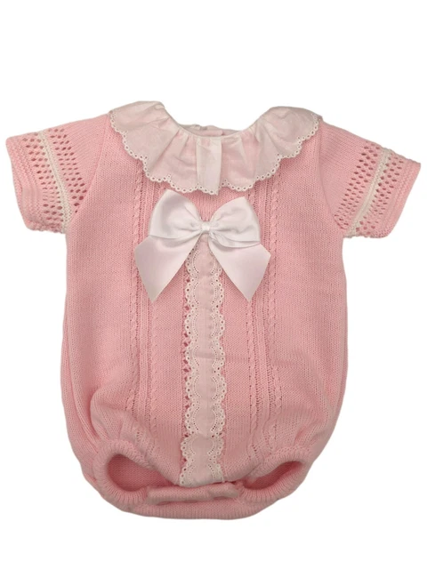 Neonato spagnolo rom maglia rosa e pizzo tutto in un unico neonato 0-3 3-6 m