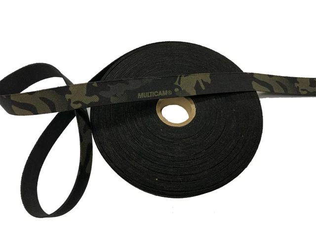 25mm / 1" Single Sided Crye Multicam Black Elastic ( Military Webbing MTP