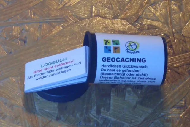 Geocaching Geocache- Filmdose- Micro+Logbuch+wasserfestem Aufkleber (StashNote)