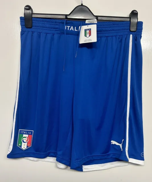 ITALY Puma Men’s New Blue Dry Cell Football Shorts & Badge Size XL