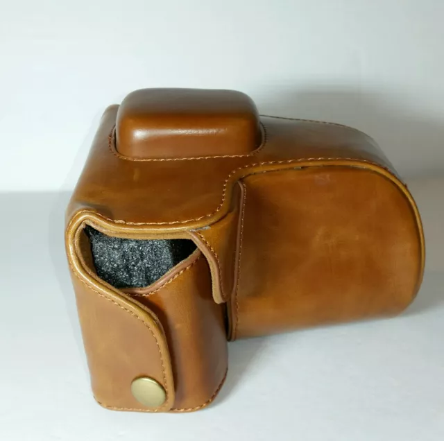 Leather Camera Case With Strap Stitched together "Brass" Snaps Retro