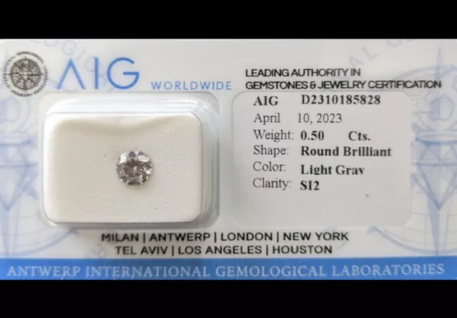 Diamante naturale 0.50 ct L.G.SI2 brillante sigillato in blister certificato AIG