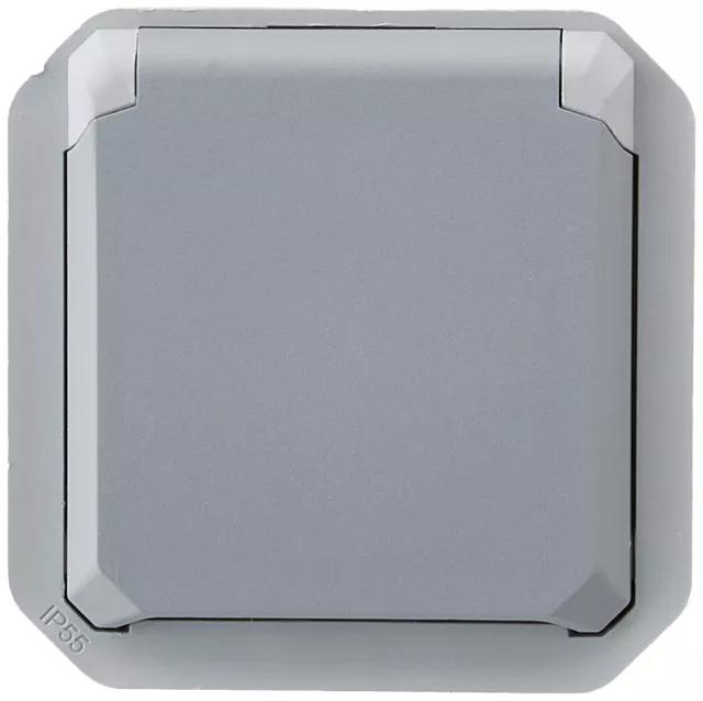 Legrand - Presa di corrente con terra impermeabile persiana Plexo grigio