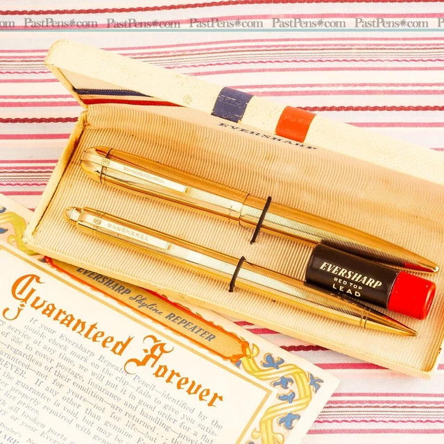 Eversharp Skyline Gold Award Ribbed Fountain Pen Pencil Set