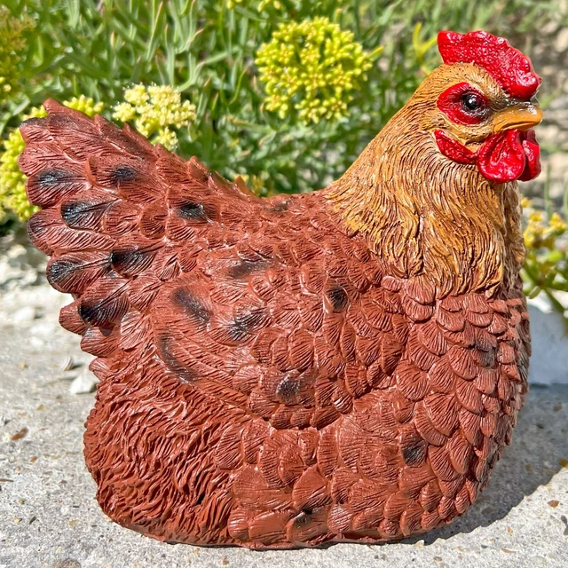 Huhn Garten Ornament Outdoor Tier braune Henne Statue Dekoration
