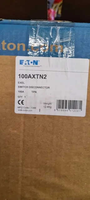 Eaton Mem Unfused Switch Disconnector Exel 100A 100 Amp TPN 100AXTN2