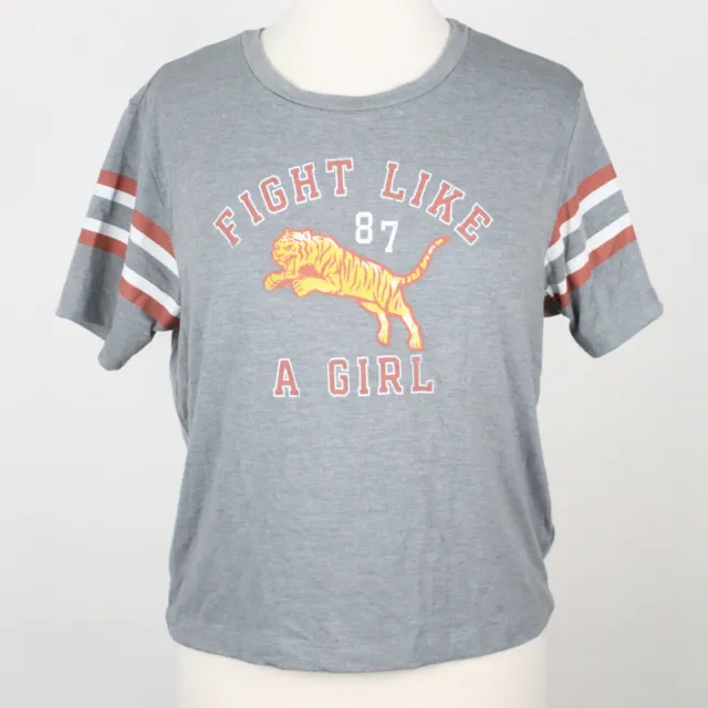 Aeropostale Womens Small Fight Like A Girl Graphic Crop Tee Shirt