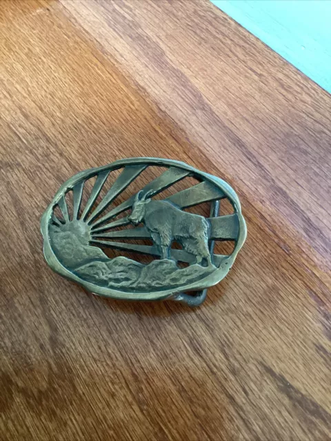 Vintage Rocky Mountain Bighorn Sheep Ram Bronze Belt Buckle Vtg 1976 Vintage Rocky Mountain Bighorn Sheep Ram Bronze Belt Buckle Vtg 1976