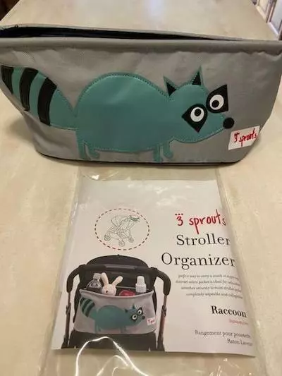 3 Sprouts Stroller Organizer   Raccoon      Gray/Green           New