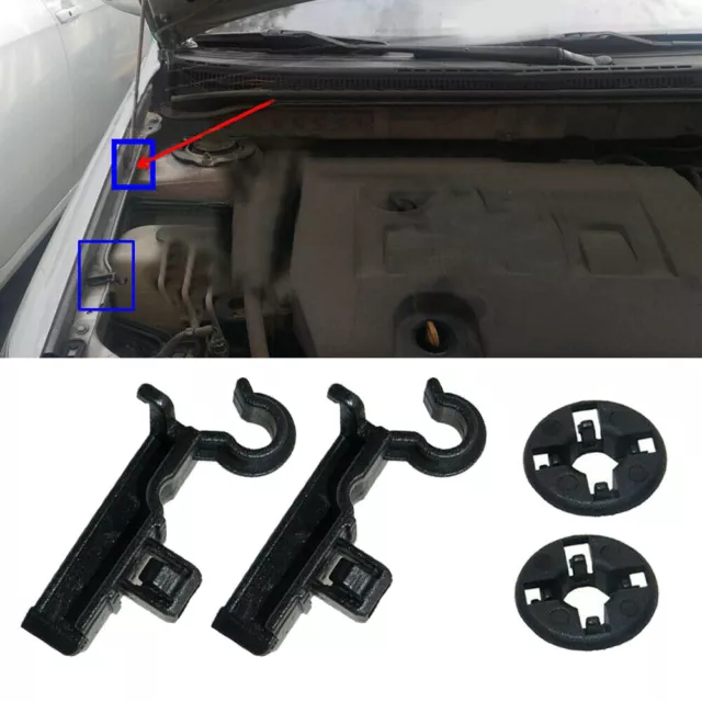 2 Set Car Hood Prop Rod Clips Grommet Plastic Bonnet Stay Holders For Toyota