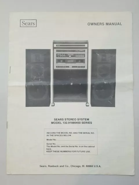 Sears Stereo System Model 132.91880450 Owner's Manual