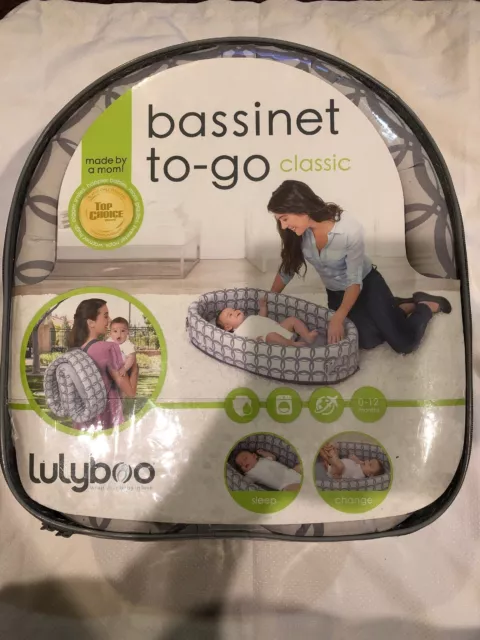 LulyBoo Baby Foldable backpack Travel Bed, Bassinet Lounge To-Go White/Gray