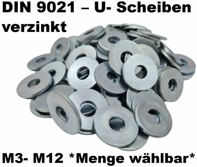 Unterlegscheiben DIN 9021 Beilagscheiben Karosseriescheiben verzinkt M3 – M16