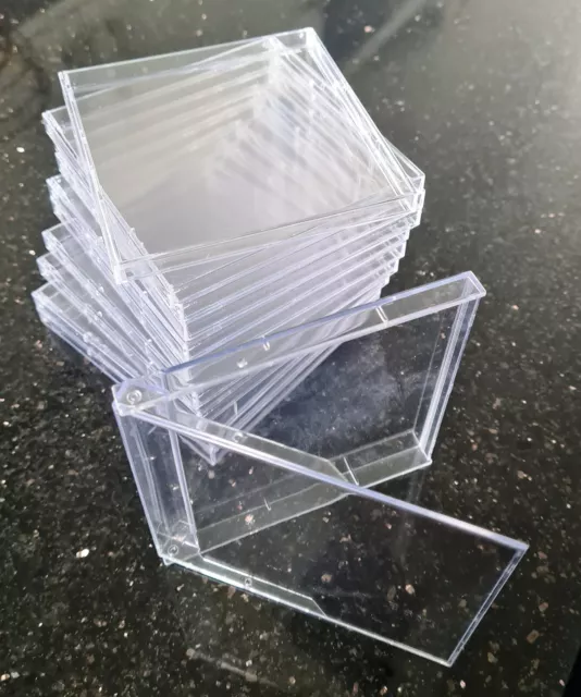 10 clear plastic hinged 3.5" FLOPPY DISK cases x10 (+1 free). Impossible to find