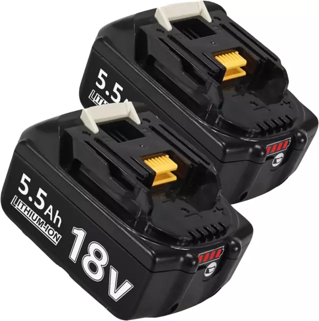 2x Batterie de Rechange pour Makita 18V 5,5Ah LI-ION BL1850B BL1860B BL1830B