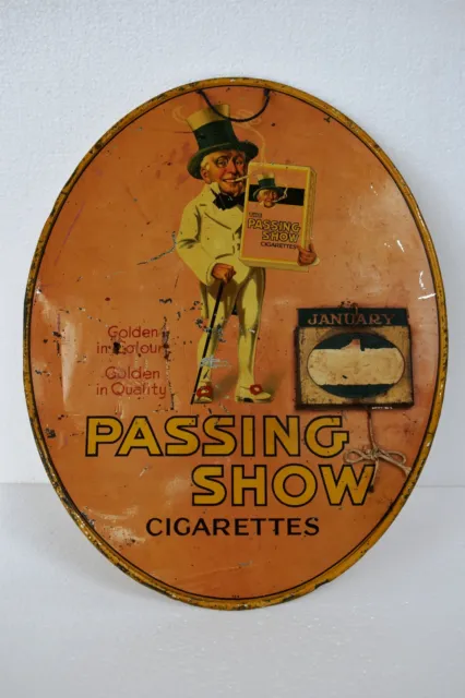 Vintage Passing Show Advertising Tin Sign Calendar Oval Shape Rare Collectibles