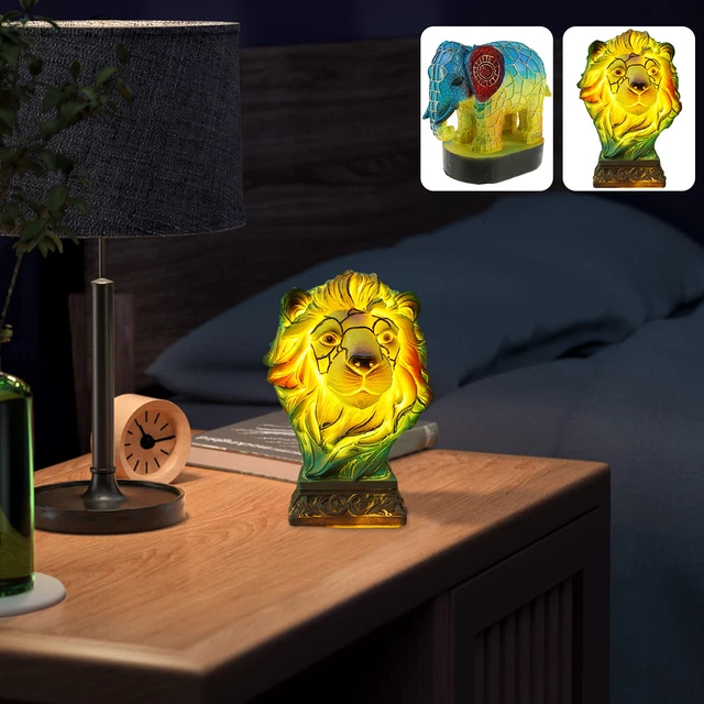 Animal Table Lamp Stained Glass Stained Night Light Retro Desk