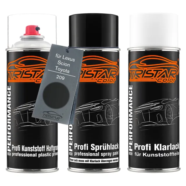 Autolack Spraydosen Set für Kunststoff für Lexus Scion Toyota 209 Noir Metallic