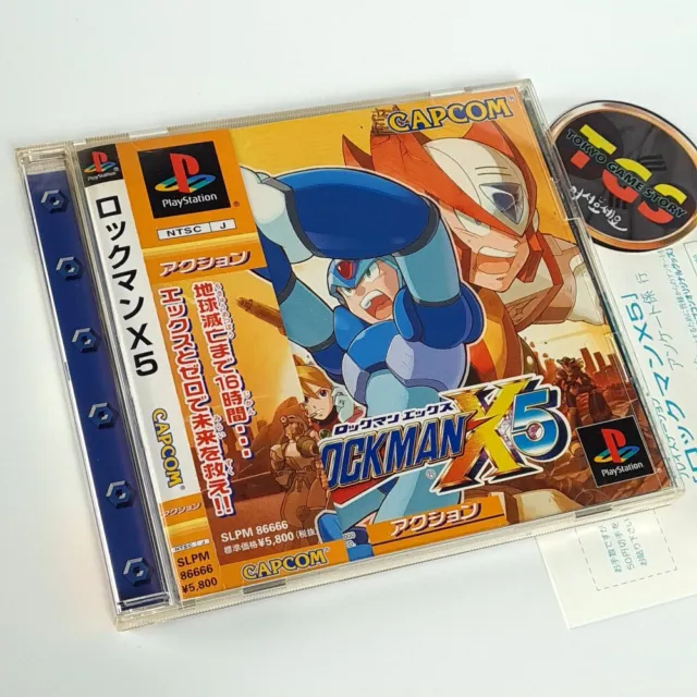 Rockman X5 + Spin&regcard PS1 Japan Game PLAYSTATION 1 Megaman Capcom Platform
