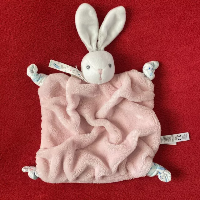 🇫🇷Doudou Plat Kaloo Plume Lapin Rose Pâle Blanc Oiseaux Neuf