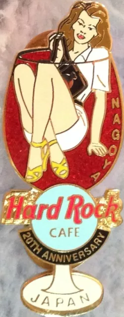 Hard Rock Cafe NAGOYA 2003 Japan 20th Anniversary PIN Wine Glass Girl HRC #18234