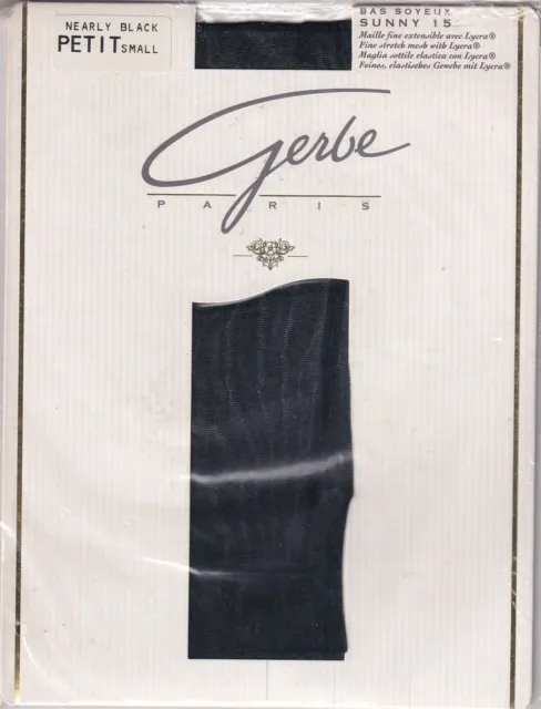 Bas GERBE SUNNY 15 deniers coloris Nearly Black. Taille S. Sheer stockings.