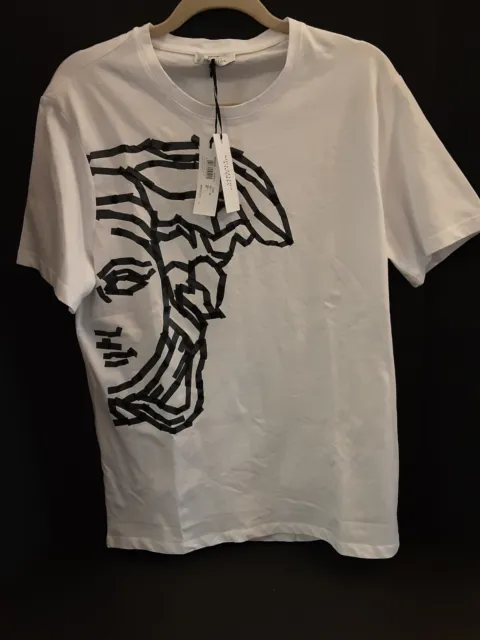 NWT Versace Mens XL White T Shirt With Half Medusa