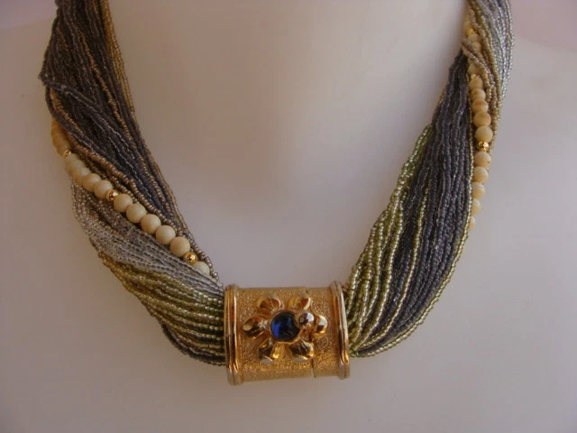 Collier Ancien Perles De Murano Ivoire - Bijou Costume Jewellery, 51-55 Cm