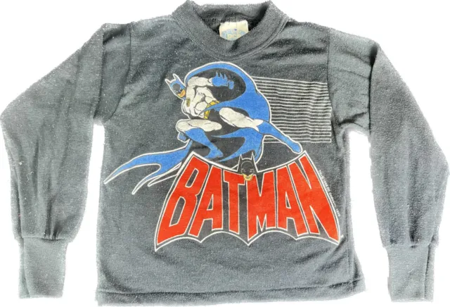 Vintage 1988 DC Comics Batman Kids Size 4T Black Long Sleeve Shirt Polyester