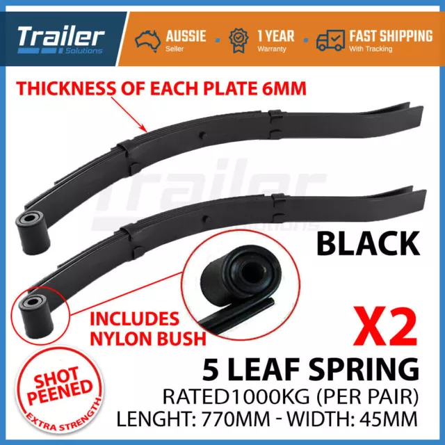 Leaf Spring 5 Leaf Eye To Slipper 45Mm 1000Kg Horse Float Trailer Caravan Boat